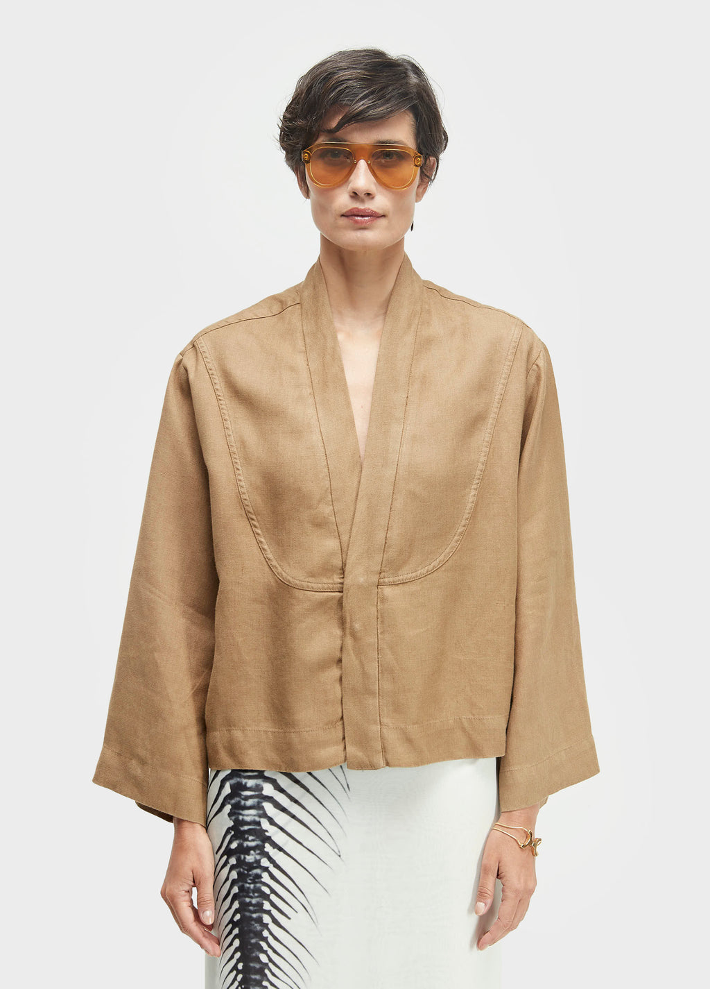 Kimono Pespontos Linen Cacau – Osklen – foto 1