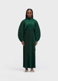 Vestido Raglan Duo Longo Plissé Verde Esmeralda – Osklen – foto 1