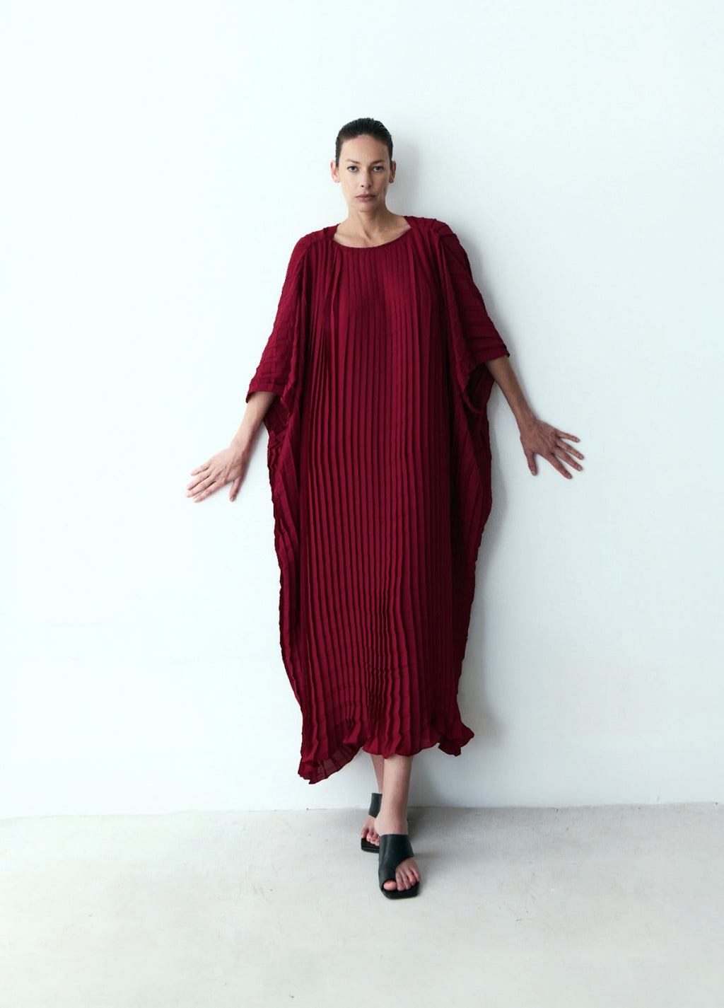 Kaftan Pleats Xadrez Marsala – Marina Bitu – foto 1