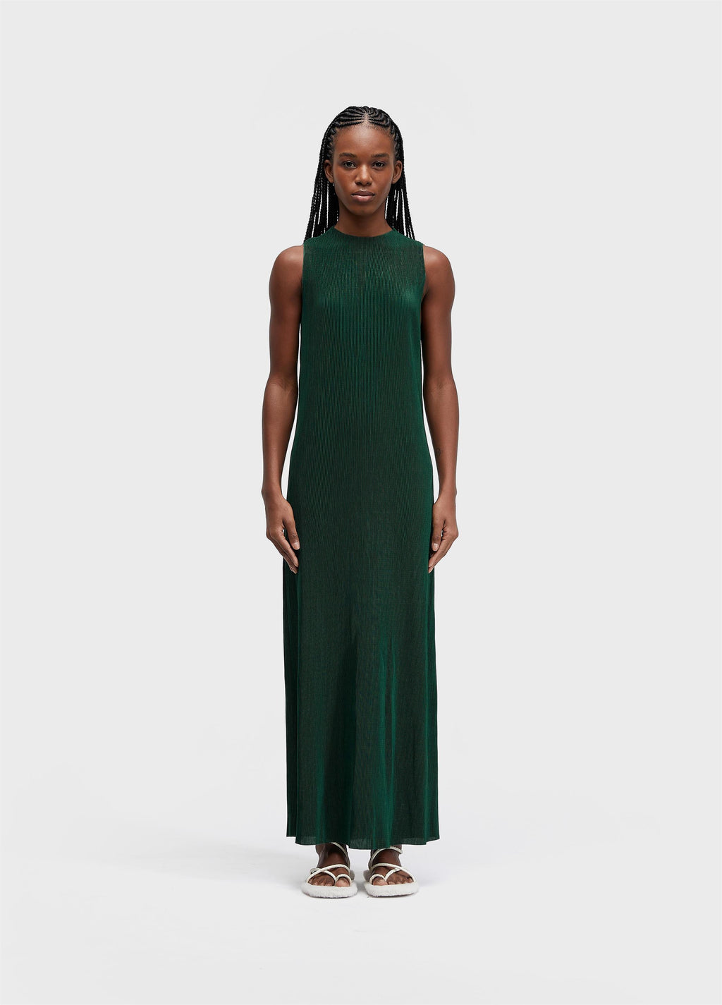 Vestido Raglan Duo Longo Plissé Verde Esmeralda – Osklen – foto 3