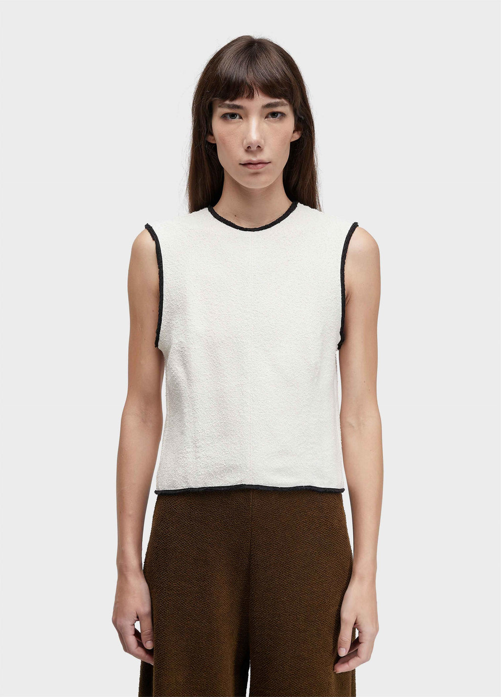 Blusa Sleeveless Cotton Texture Off-White Preto – Osklen – foto 1