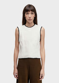 Blusa Sleeveless Cotton Texture Off-White Preto – Osklen – foto 1