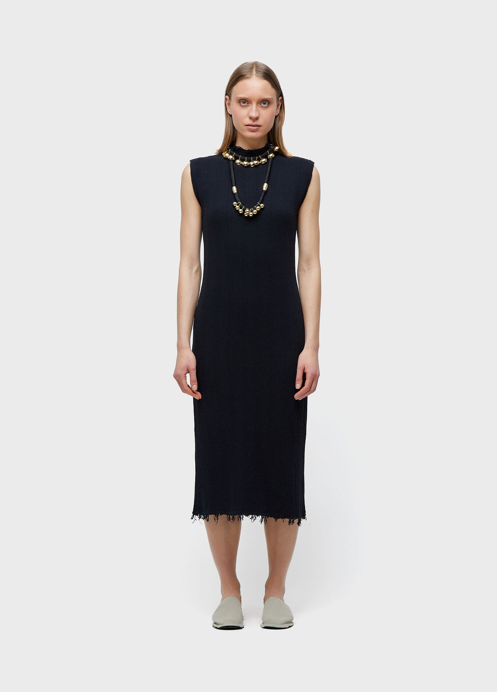 VESTIDO GOLA ALTA FRAYED