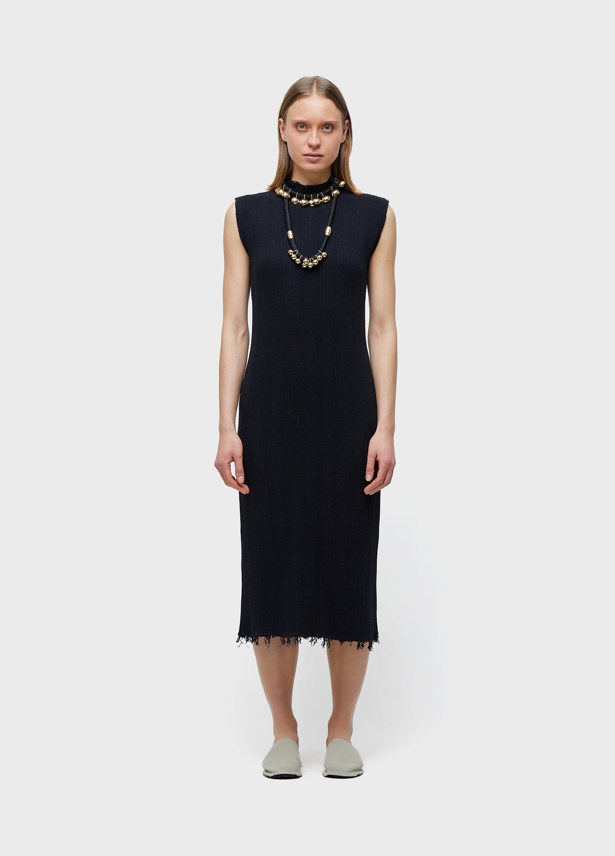 VESTIDO GOLA ALTA FRAYED