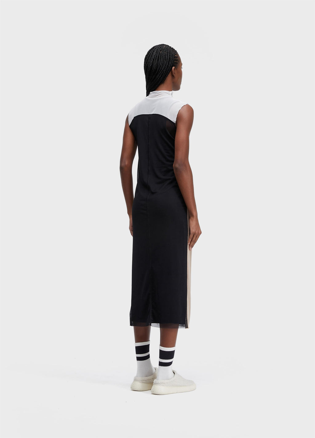 Vestido Tule Recortes Preto Caqui – Osklen – foto 4
