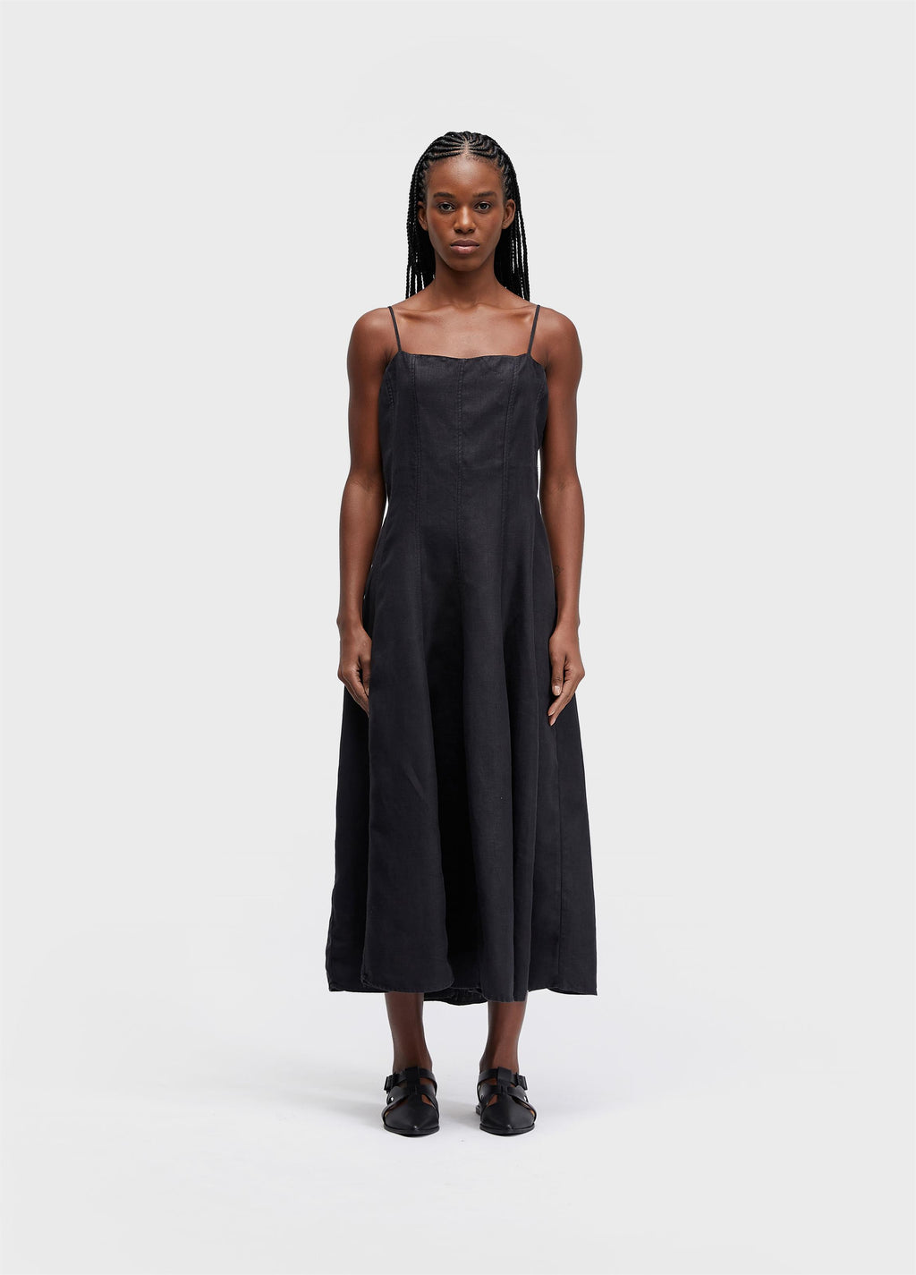 Vestido Alças Pespontos Linen Preto – Osklen – foto 1