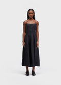 Vestido Alças Pespontos Linen Preto – Osklen – foto 1
