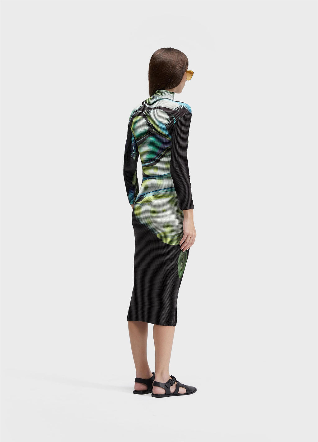 Vestido ML Midi Pixel Butterfly Tex Preto Amarelo – Osklen – foto 4