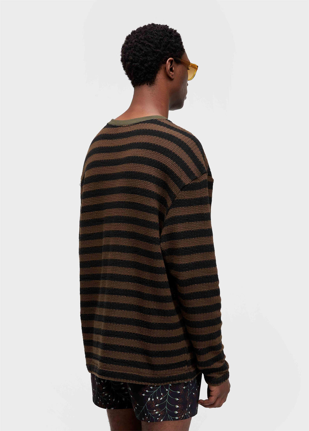 T-Shirt Rustic Thread Stripe ML Marrom Onix Preto – Osklen – foto 4