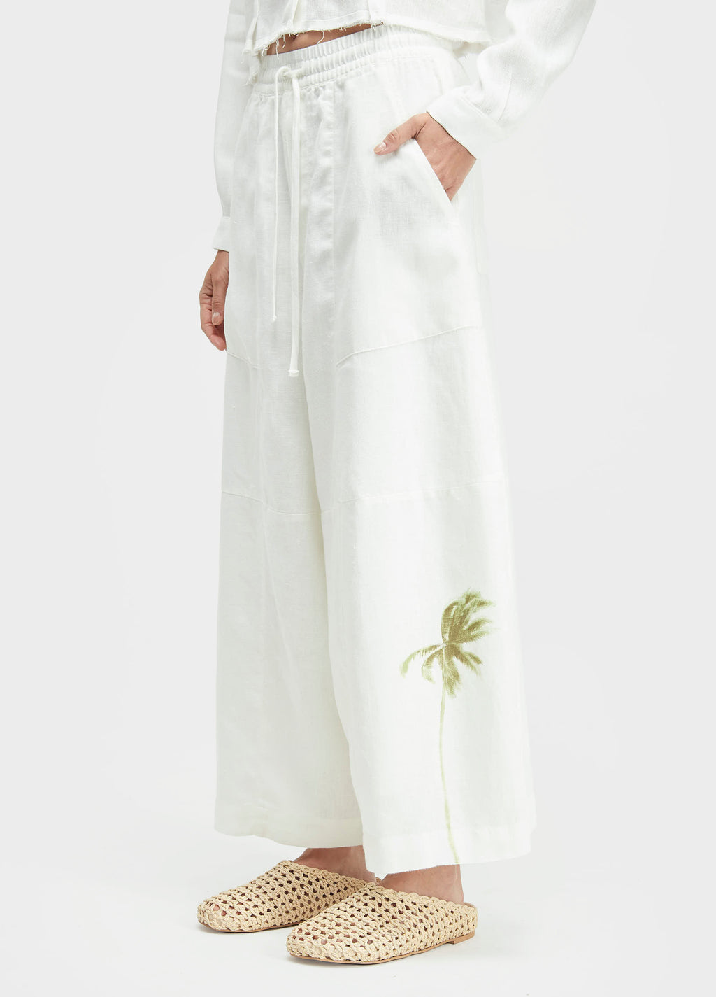 Calça Linen RJ Color Off-White/Verde – Osklen – foto 3
