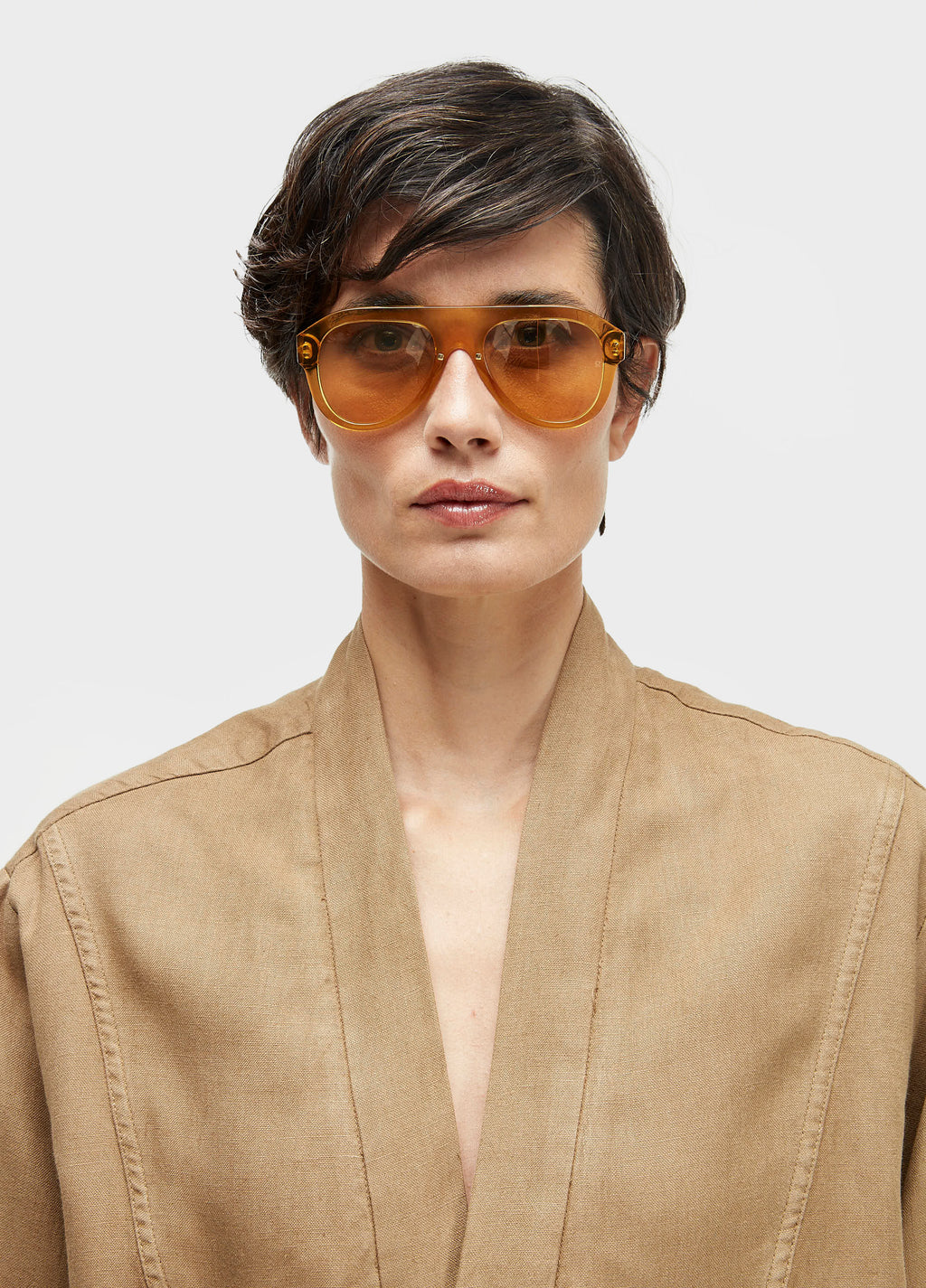 Kimono Pespontos Linen Cacau – Osklen – foto 3