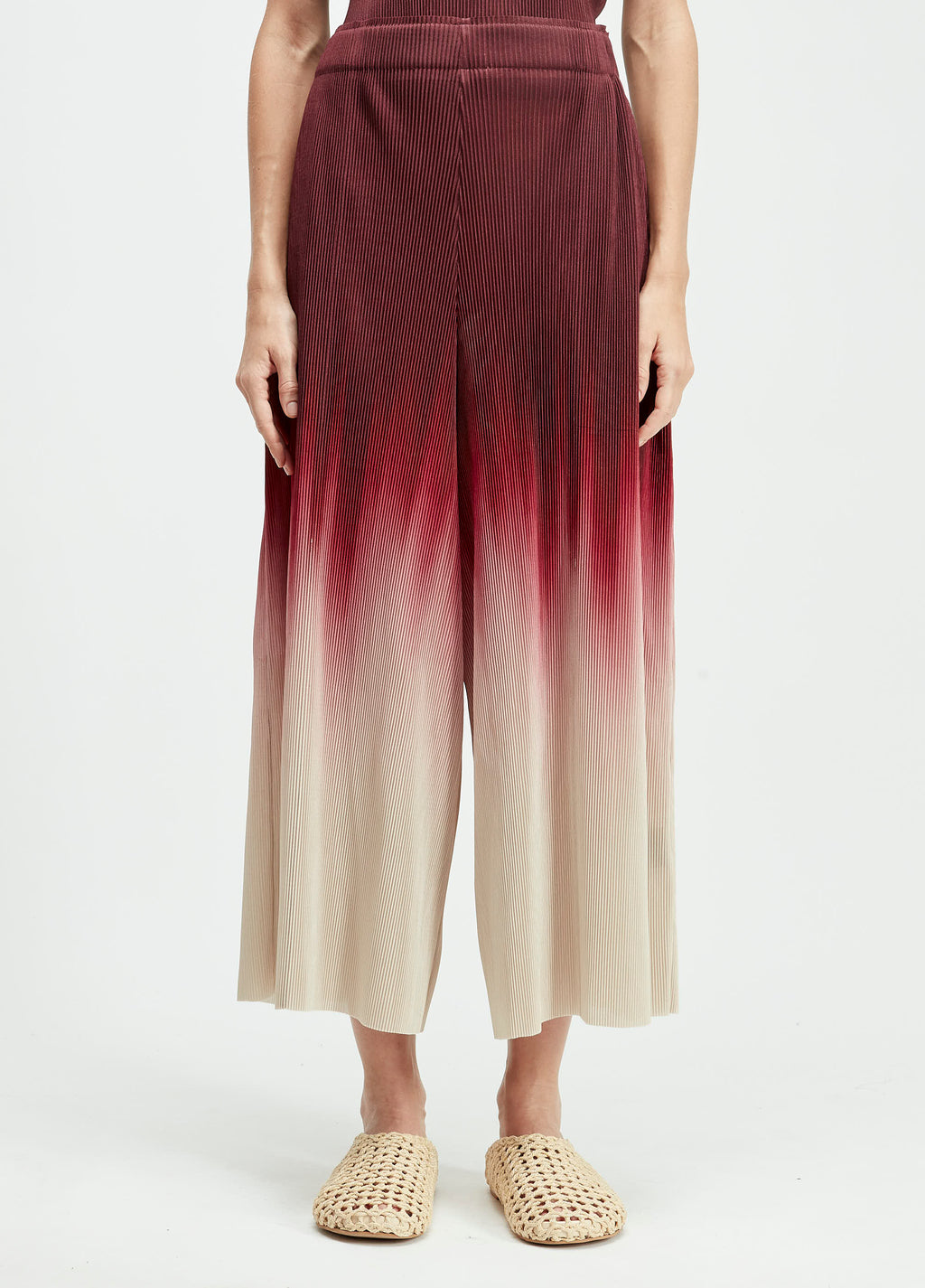 CALÇA AMPLA PLISSÉ BLURRED RED