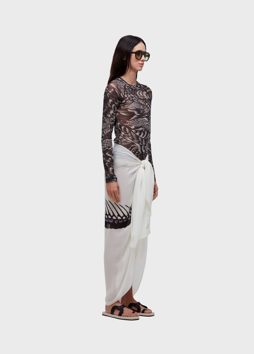Blusa ML Tule Pirarucu Trace Preto/Off-White – Osklen – foto 2
