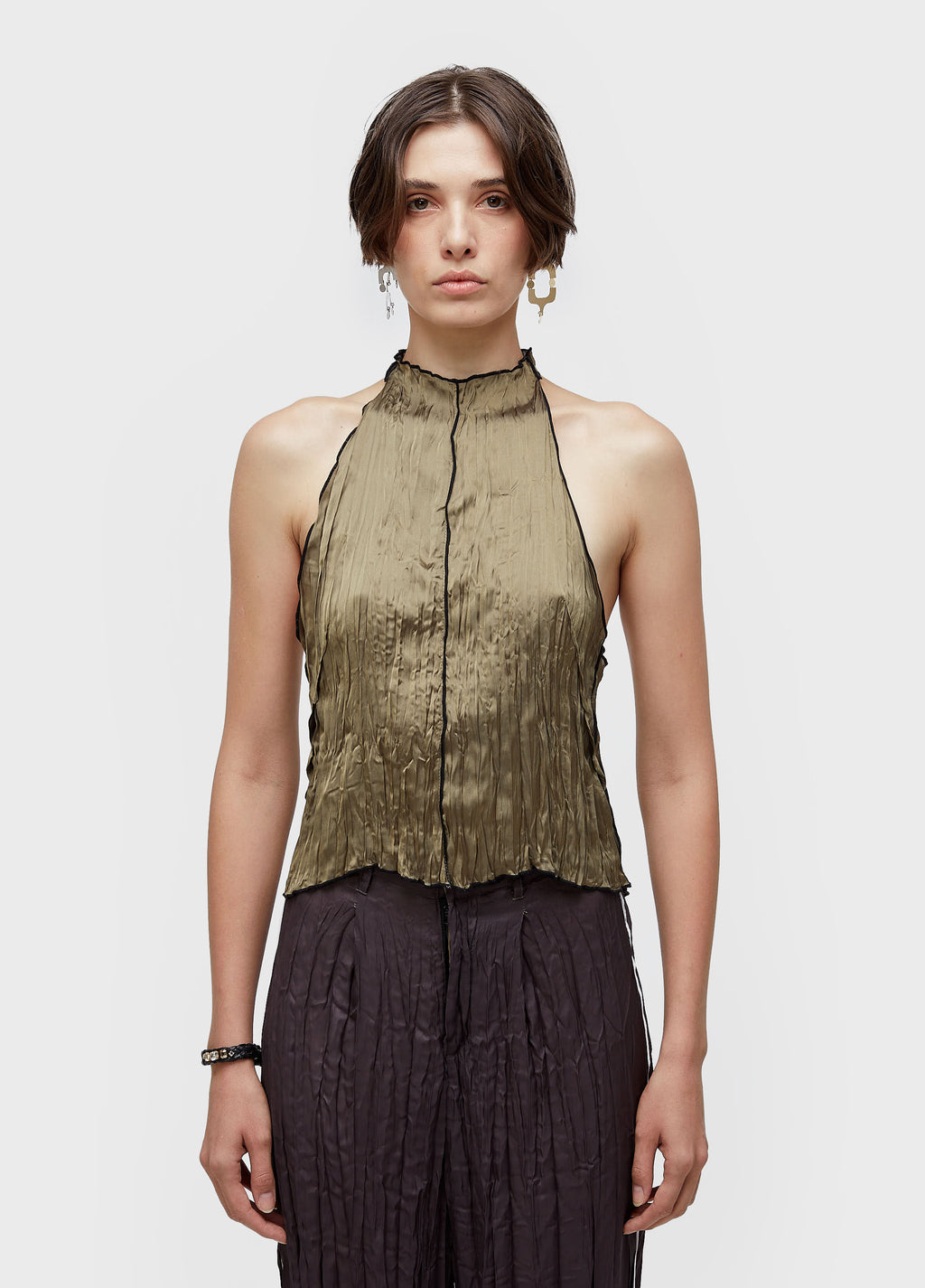 Blusa Raglan Wrinkled Satin Double Face Preto/Caqui – Osklen – foto 2