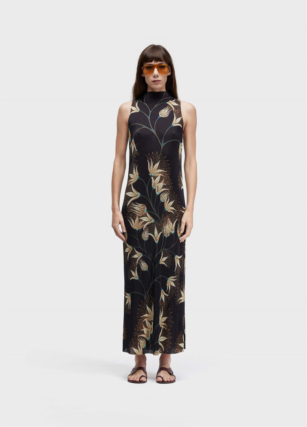 Vestido Raglan Duo Plissé Floral Trama Preto Off-White – Osklen – foto 2