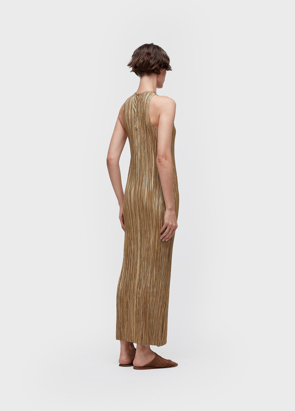 Vestido Raglan Longui Plissé Gold Caqui/Dourado – Osklen – foto 4