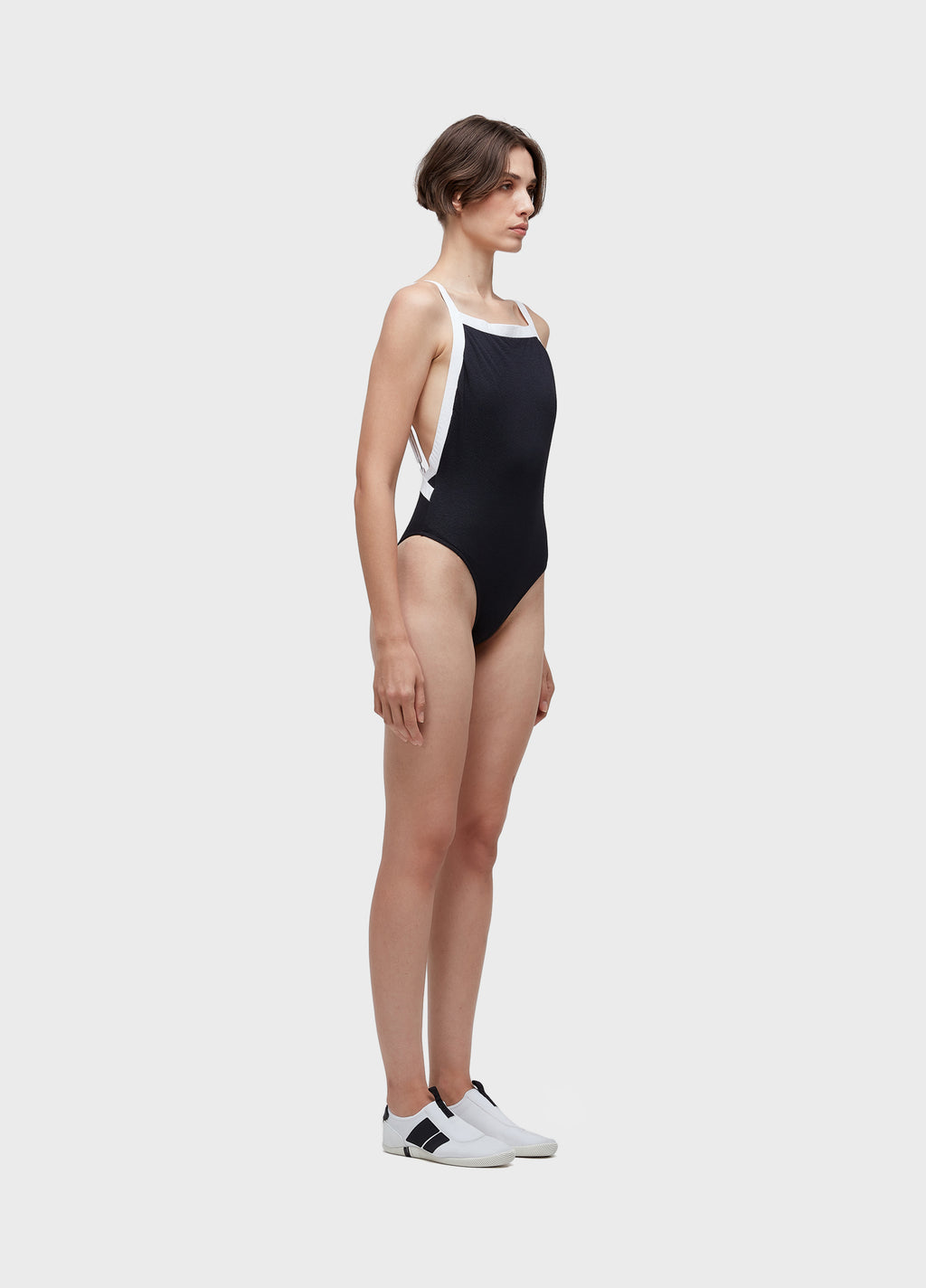 Maiô Decote Reto Crisp Bicolor Preto/Branco – Osklen – foto 3