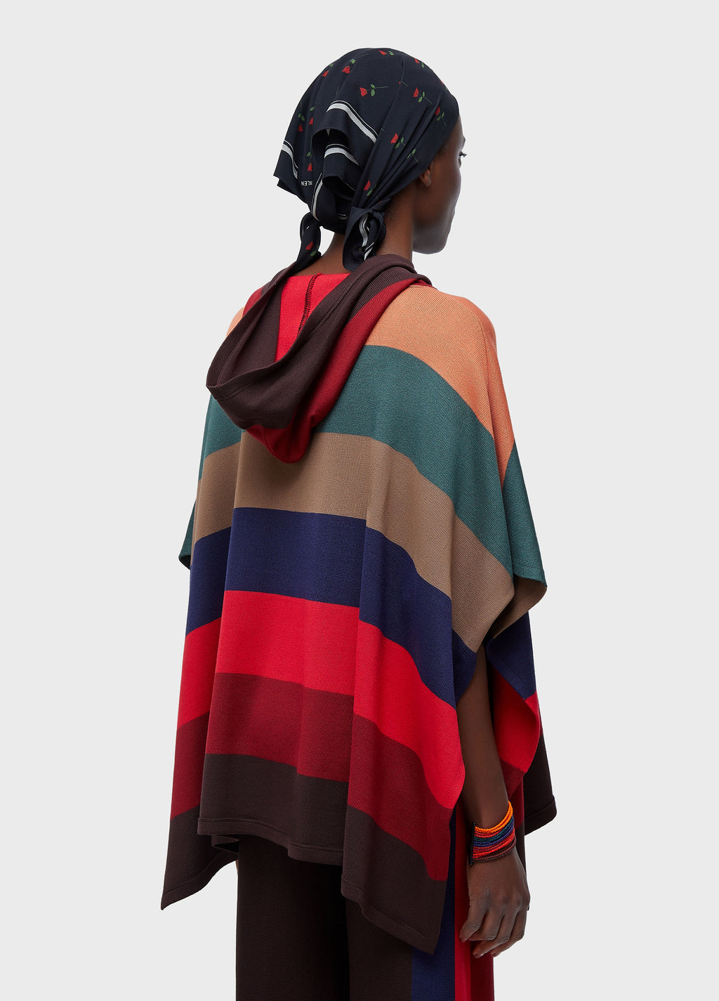 Poncho Capuz Colorfull Stripes Marrom/Vermelho – Osklen – foto 2