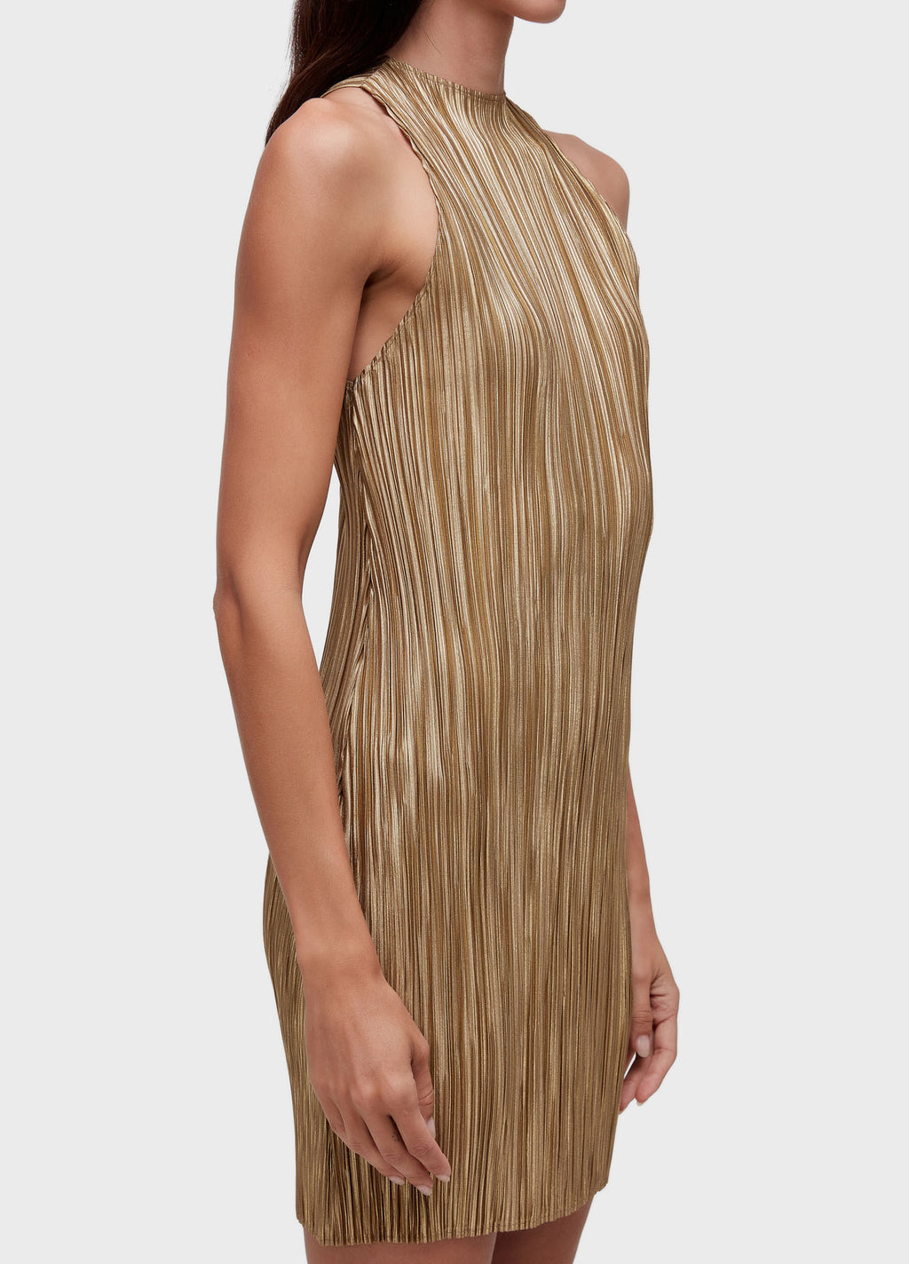 Vestido Raglan Curto Plissado Gold Caqui/Dourado – Osklen – foto 2