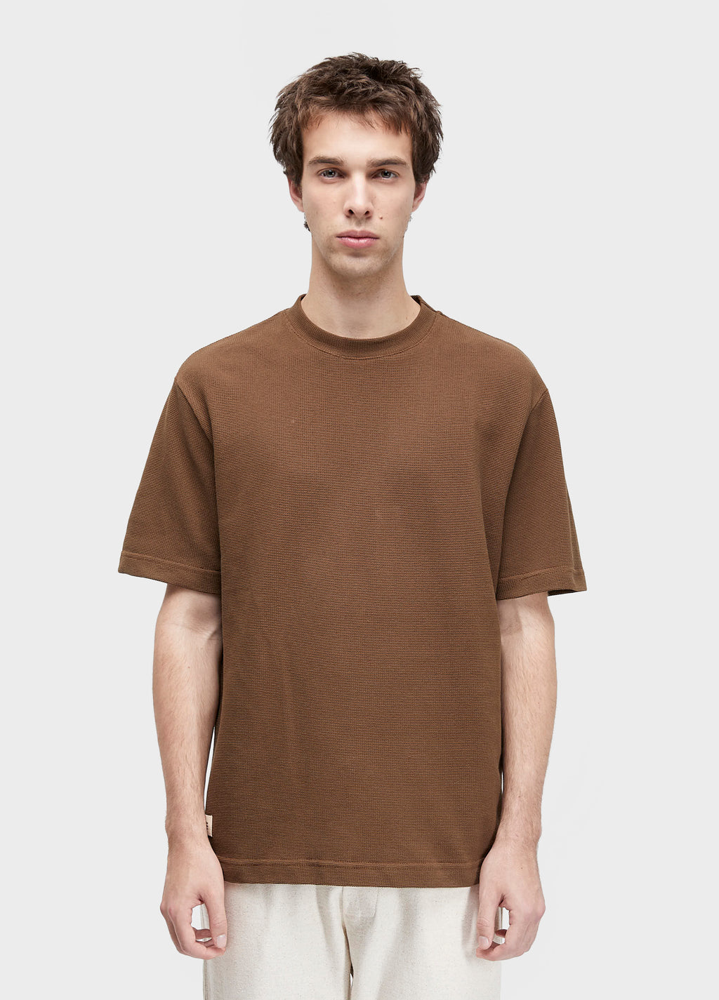 T-Shirt Topstitch Texture Contrast MC Marrom Onix – Osklen – foto 1
