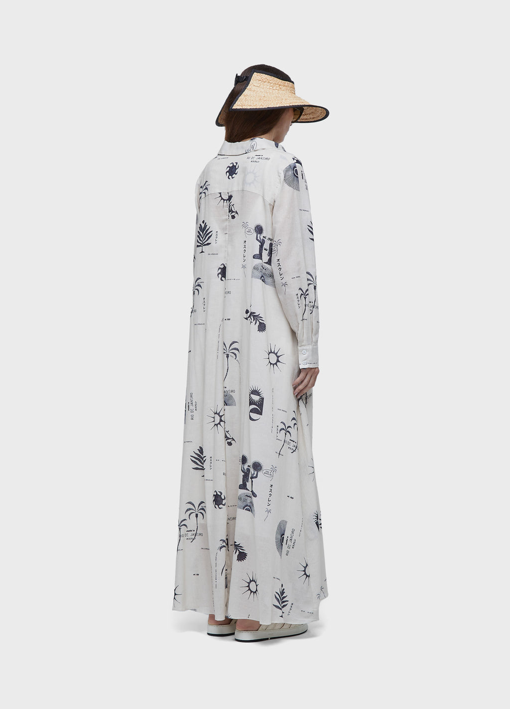 Vestido Chemise Longo Rio Day Off-White/Preto – Osklen – foto 6