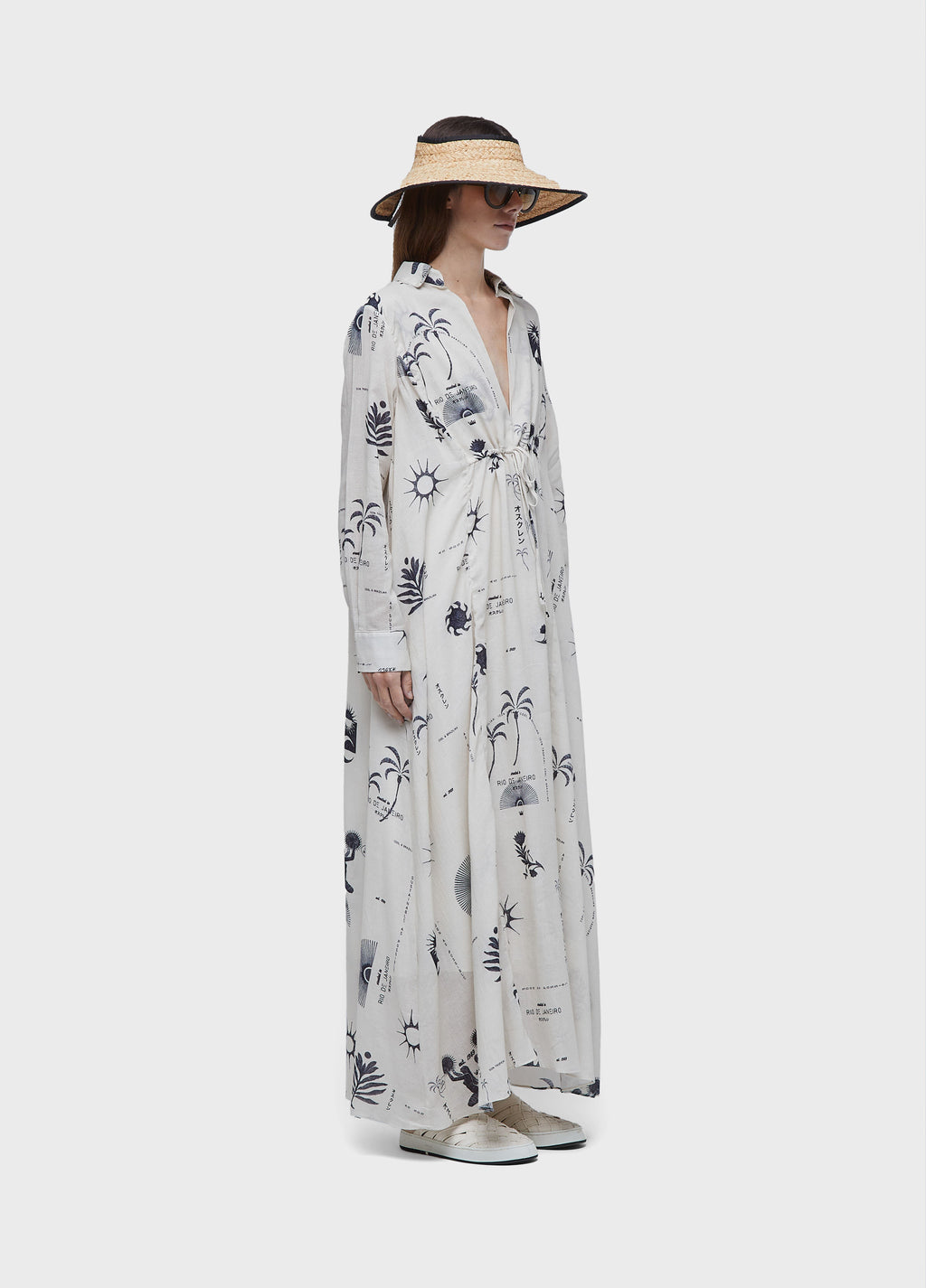 Vestido Chemise Longo Rio Day Off-White/Preto – Osklen – foto 2