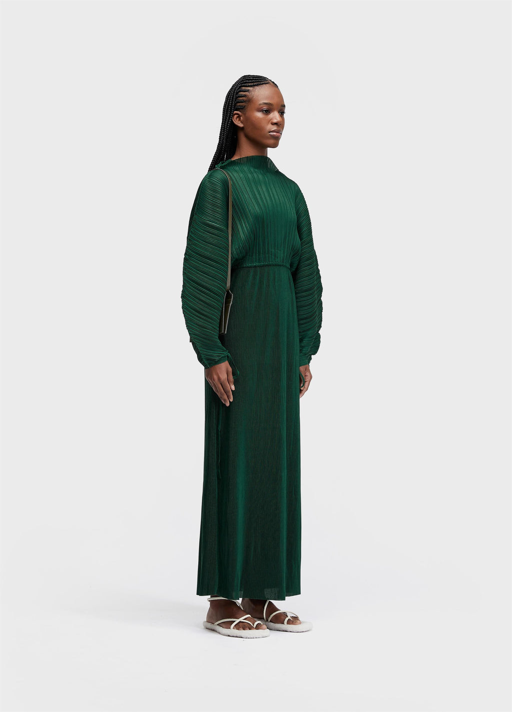 Vestido Raglan Duo Longo Plissé Verde Esmeralda – Osklen – foto 4