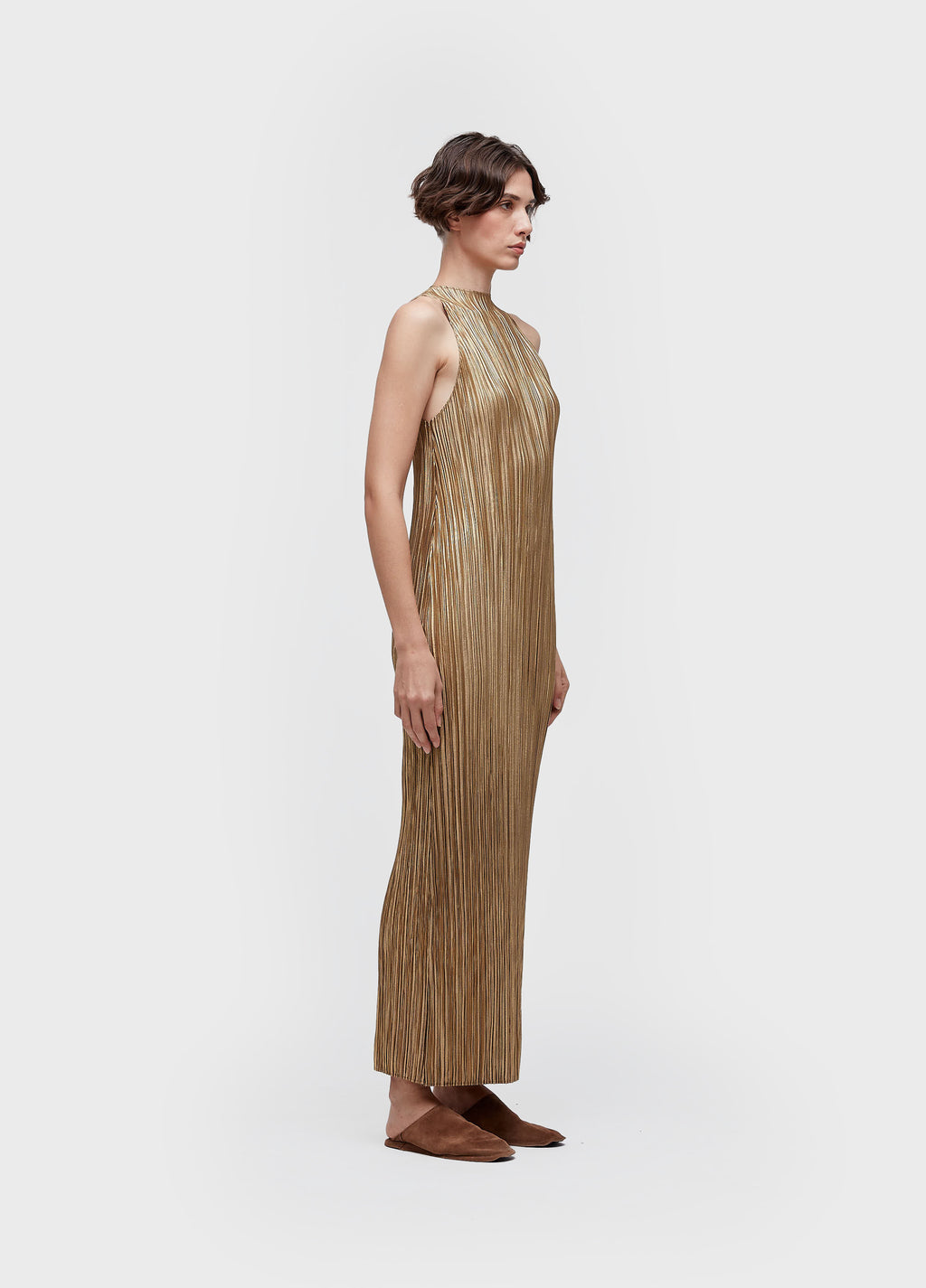 Vestido Raglan Longui Plissé Gold Caqui/Dourado – Osklen – foto 3