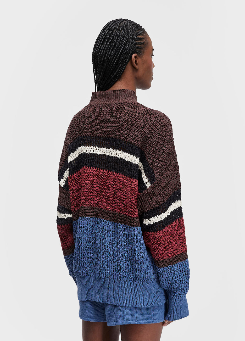 Blusa ML Tricot Cabinet Stripes Marrom/Marinho – Osklen – foto 4