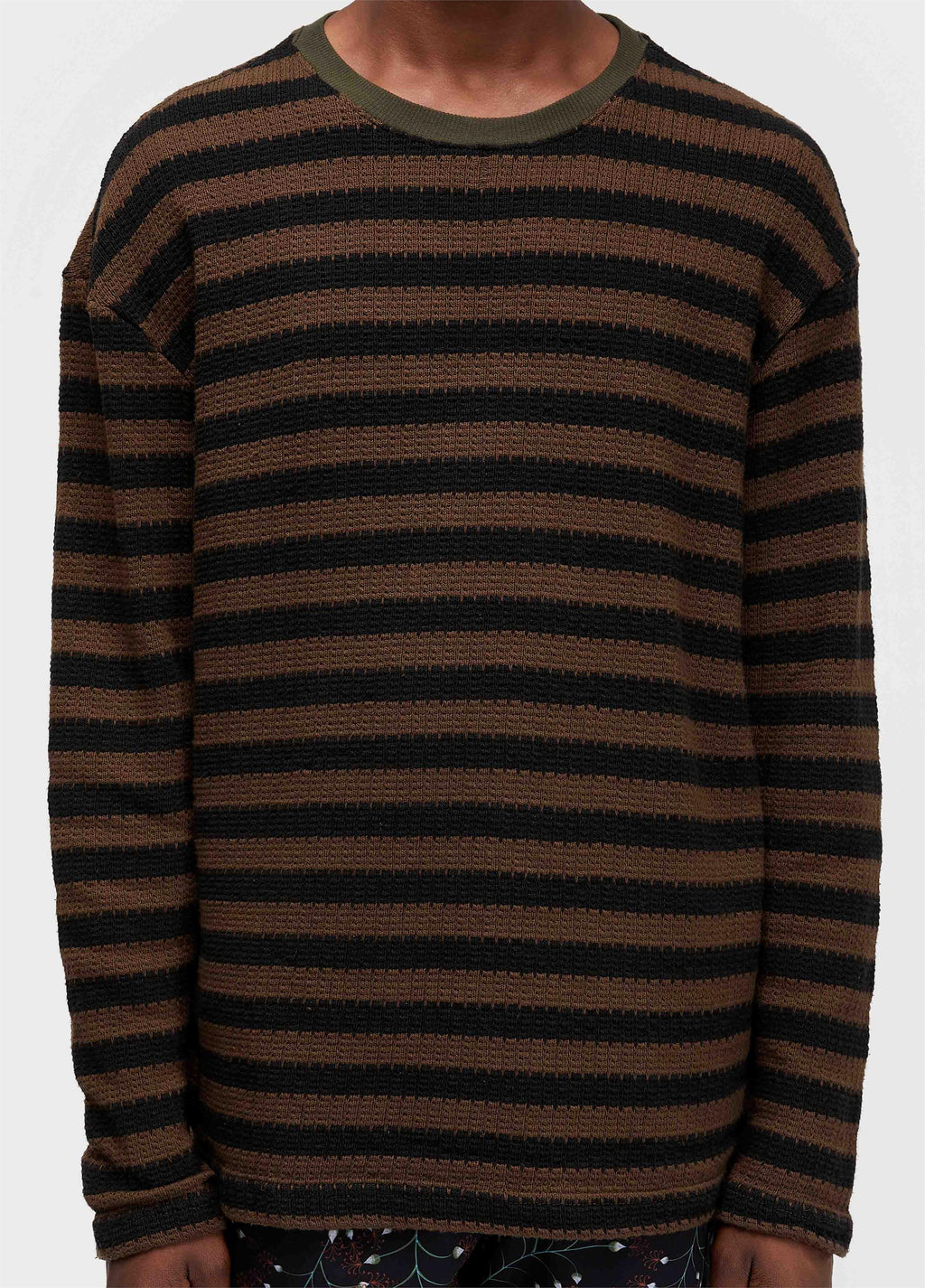 T-Shirt Rustic Thread Stripe ML Marrom Onix Preto – Osklen – foto 3