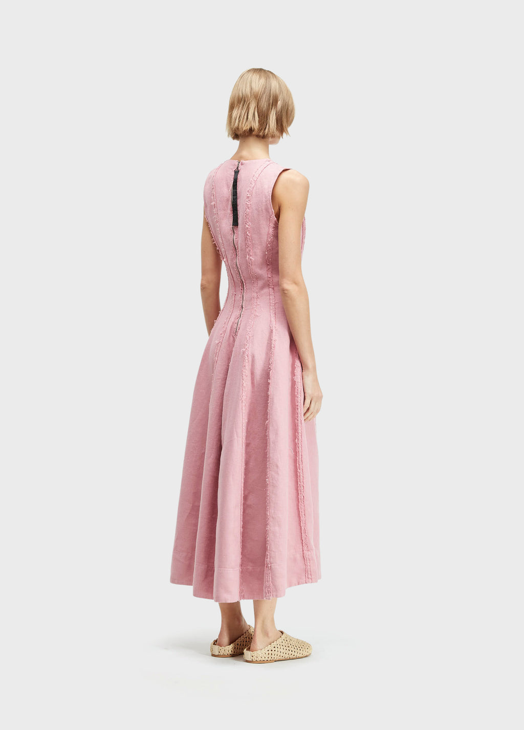 VESTIDO SLEEVELESS LINHO DESFIADO