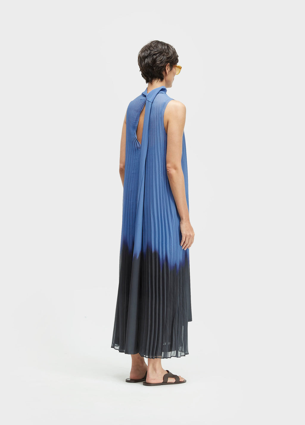 Vestido Gola Plissado Blurred Blue Azul/Azul Escuro – Osklen – foto 4