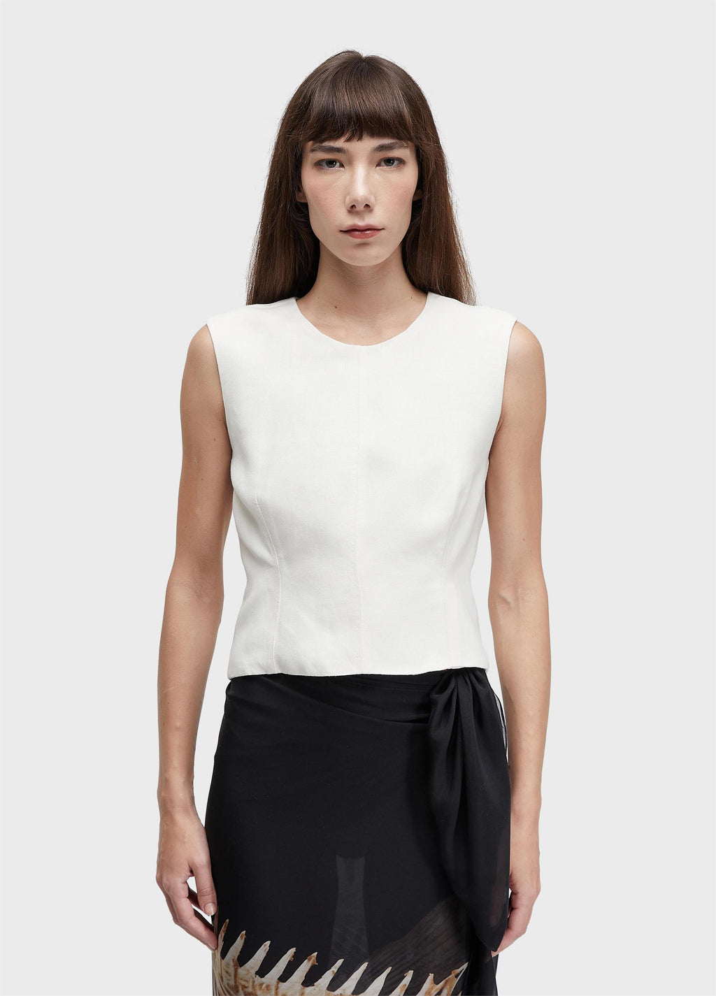 Blusa Sleeveless Pespontos Linen Off-White – Osklen – foto 1
