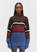 Blusa ML Tricot Cabinet Stripes Marrom/Marinho – Osklen – foto 1
