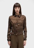 Camisa Cropped Wrinkled Satin Double Face Marrom Onix Preto – Osklen – foto 1