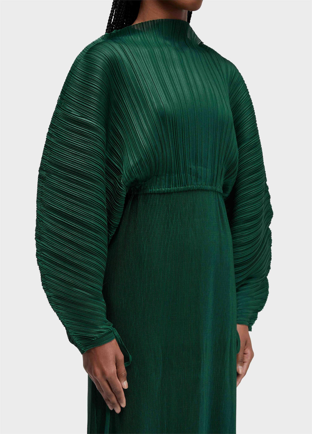 Vestido Raglan Duo Longo Plissé Verde Esmeralda – Osklen – foto 2