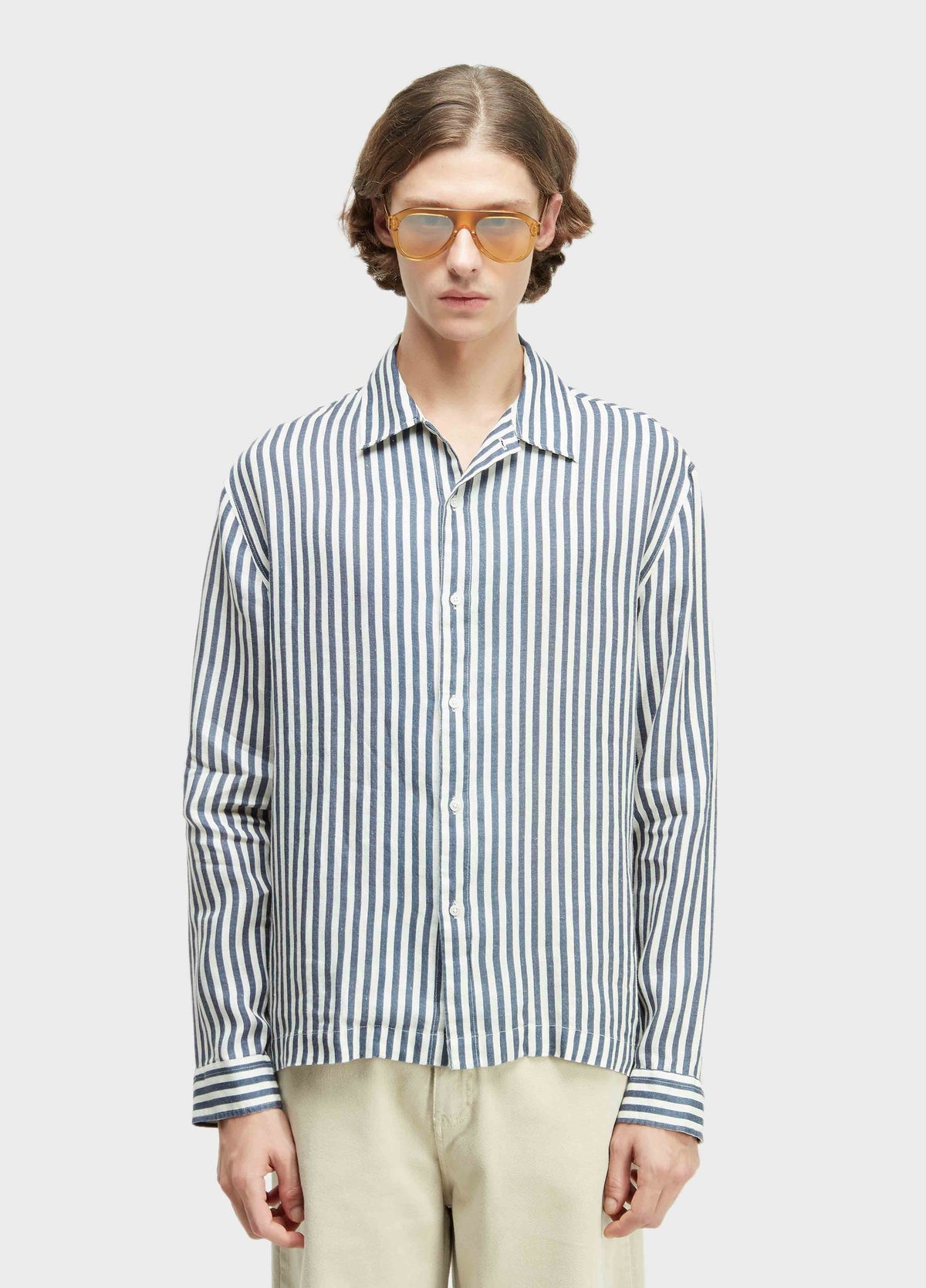 CAMISA OVER NAVY STRIPES ML