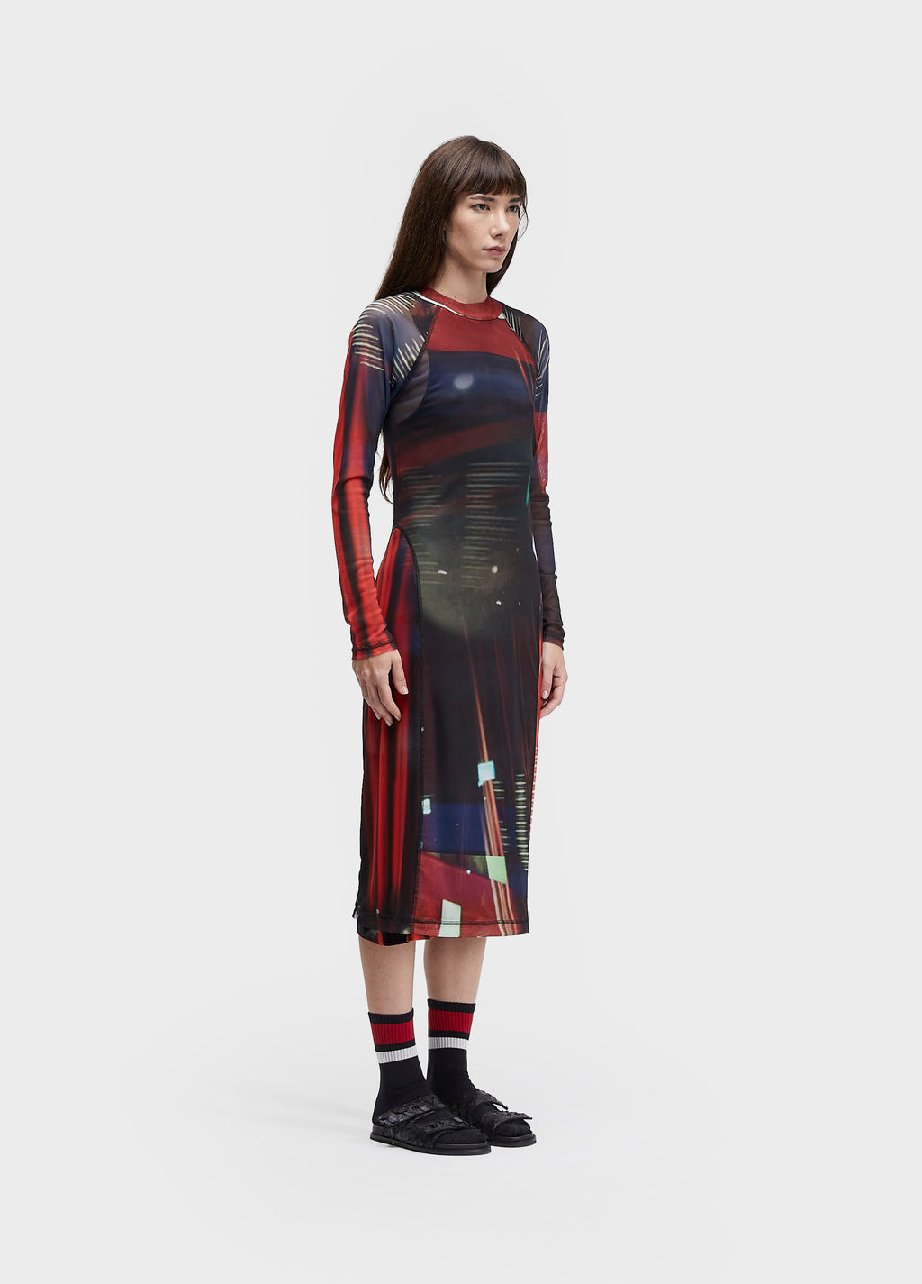 Vestido ML Tule Surfing The City Preto/Vermelho – Osklen – foto 3