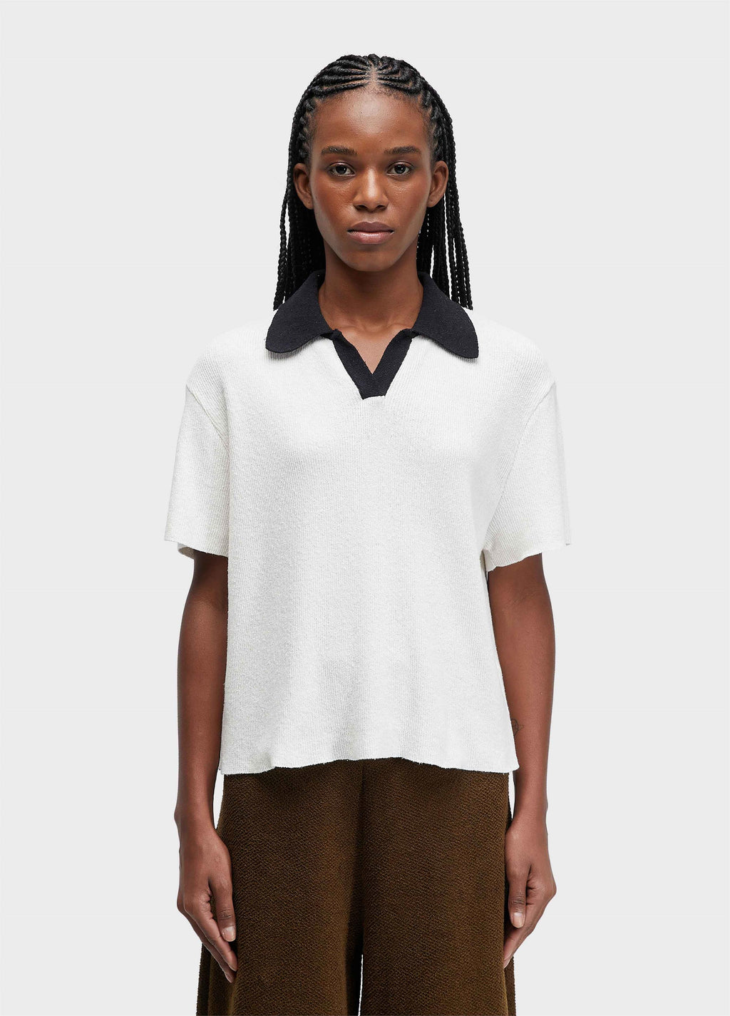 Blusa Polo Tricot Over Canelado Cru Preto – Osklen – foto 1