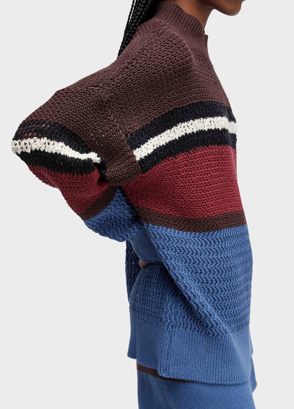 Blusa ML Tricot Cabinet Stripes Marrom/Marinho – Osklen – foto 2