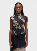 Blusa Sleeveless Plissé Floral Trama Preto Off-White – Osklen – foto 1