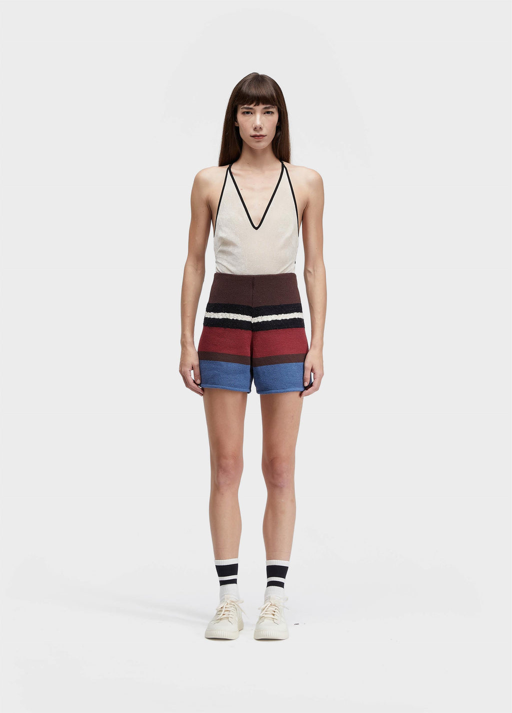 Short Tricot Cabinet Stripes Marrom Marinho – Osklen – foto 1