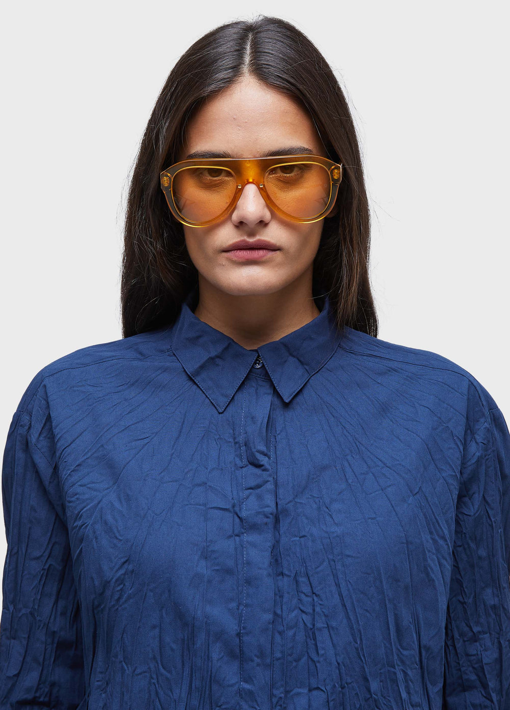 Camisa ML Tricoline Wrinkled Azul Marinho – Osklen – foto 3