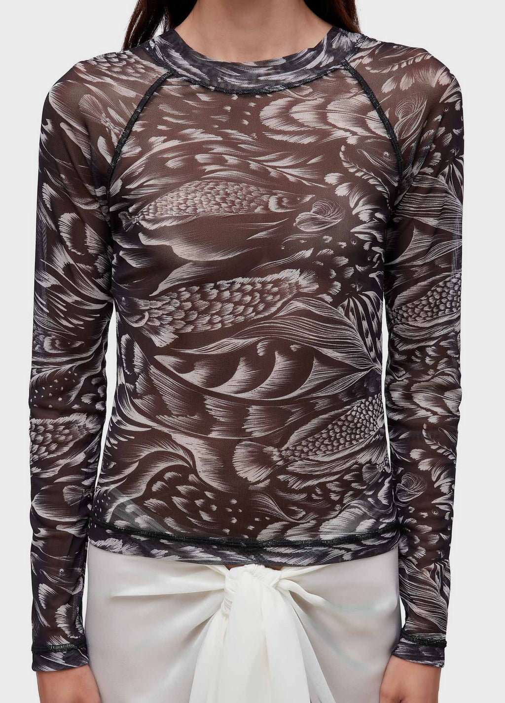 Blusa ML Tule Pirarucu Trace Preto/Off-White – Osklen – foto 3