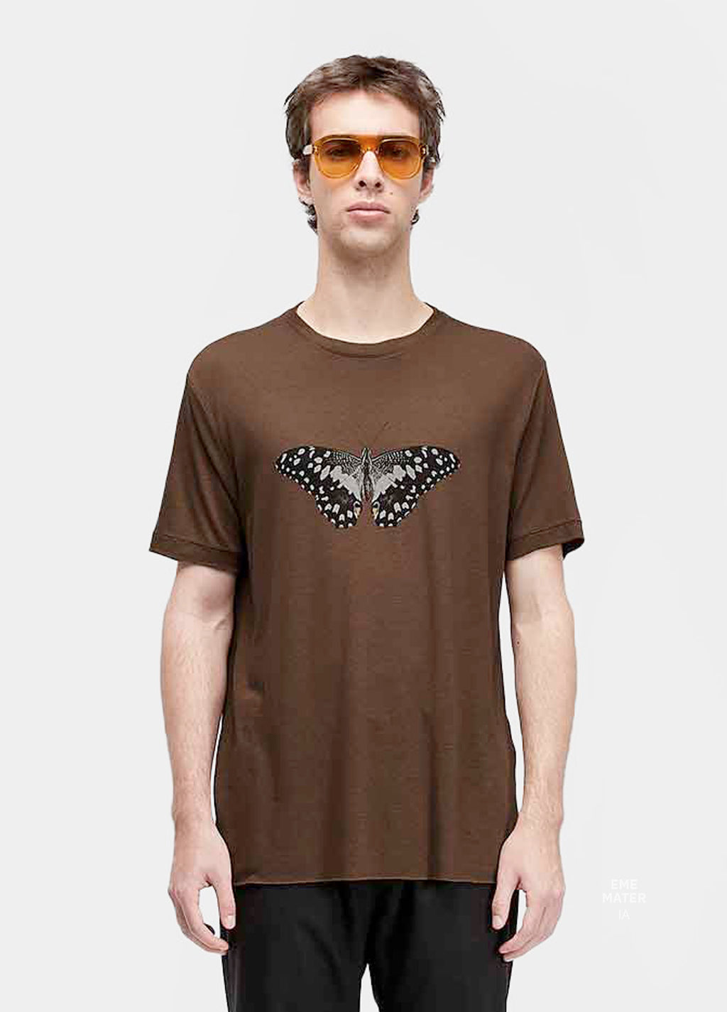 T-Shirt Light Linen Butterfly MC Marrom Onix – Osklen – foto 1