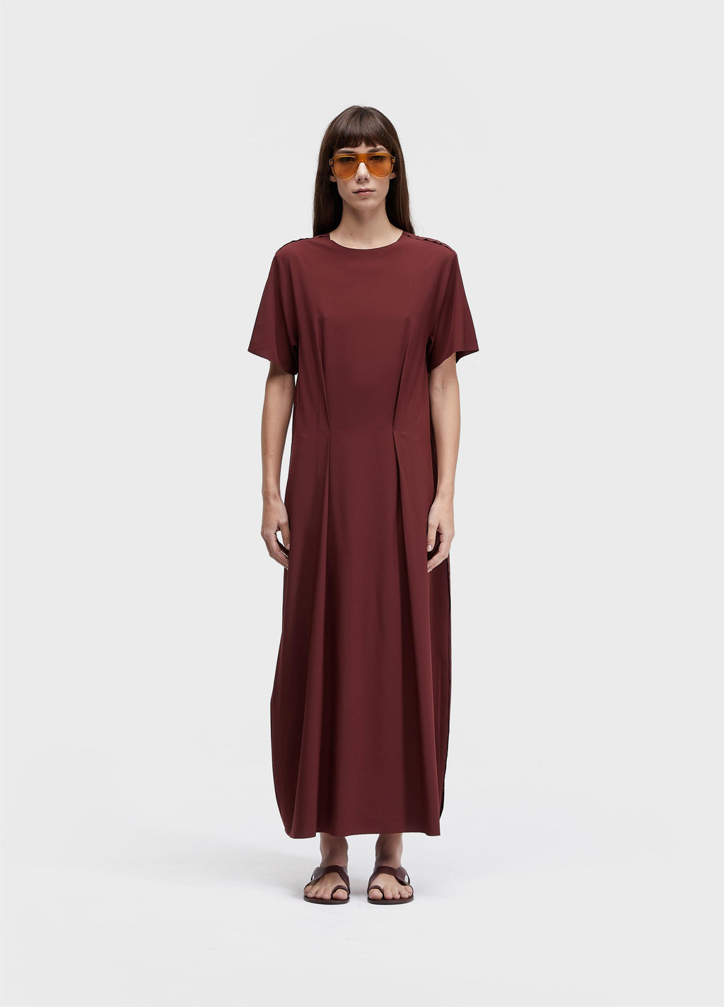 Vestido Superlight Longo MC Baloon Pence Vermelho Rubi – Osklen – foto 1