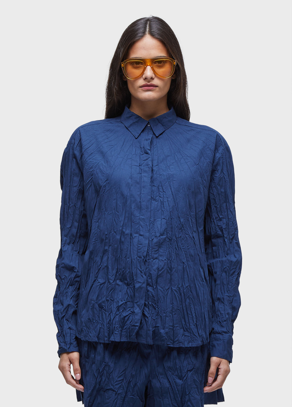 Camisa ML Tricoline Wrinkled Azul Marinho – Osklen – foto 1