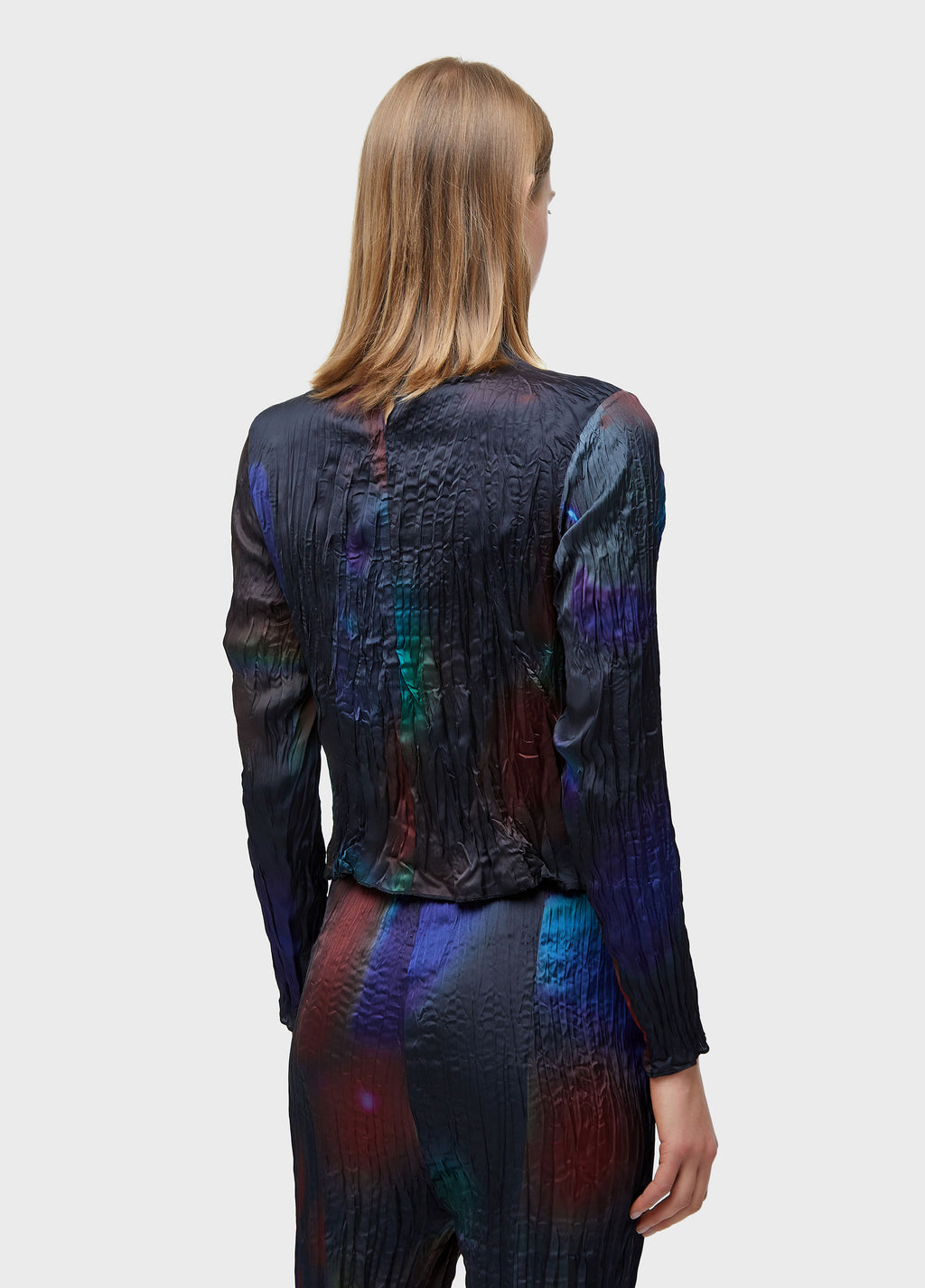 BLUSA ML WRINKLED SATIN ROSE BLUR DOUBLE