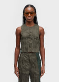 Blusa Sleeveless Wrinkled Tricoline Satin Verde Esmeralda Verde Forest – Osklen – foto 1