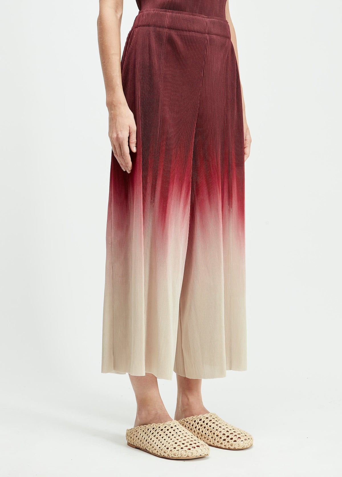 CALÇA AMPLA PLISSÉ BLURRED RED